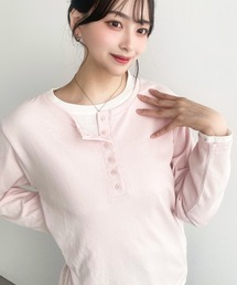 ヘンリーネックレイヤードロングTシャツ(ヘンリーネックロンT＋ロンT2枚セット)