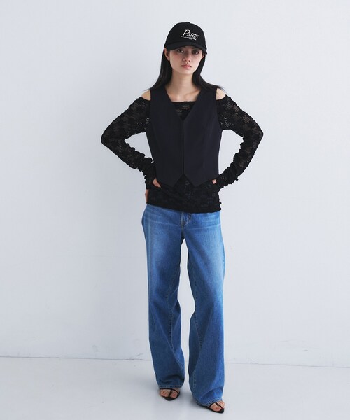 CODE A（コードエー）の「front hook short vest（ベスト・レディース・ブラック/ベージュ・00）」の10枚目の写真