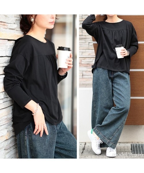 GOLDJAPAN(ゴールドジャパン)の「後ろレイヤードコットンプルオーバー【大きいサイズ対応】(Tシャツ/カットソー・レディース・ホワイト/ブラック・4L~5L/LL~3L)」の7枚目の写真