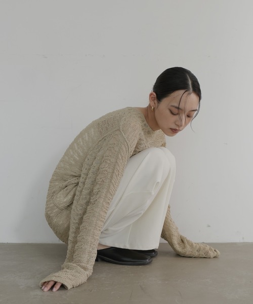 hellam(へラム)の「透かし編みプルオーバーニット(ニット/セーター・レディース・ミント/ベージュ/ブラック/アイボリー・FREE)」の11枚目の写真