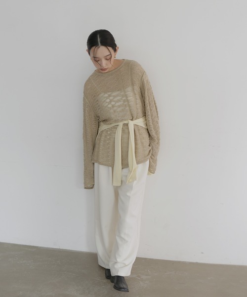 hellam(へラム)の「透かし編みプルオーバーニット(ニット/セーター・レディース・ミント/ベージュ/ブラック/アイボリー・FREE)」の12枚目の写真