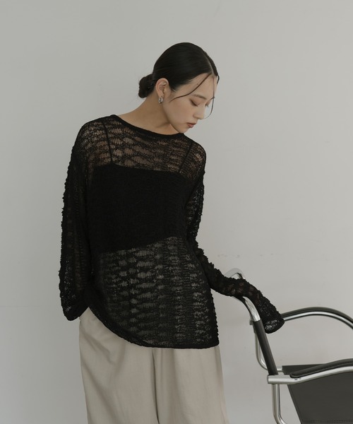 hellam(へラム)の「透かし編みプルオーバーニット(ニット/セーター・レディース・ミント/ベージュ/ブラック/アイボリー・FREE)」の16枚目の写真