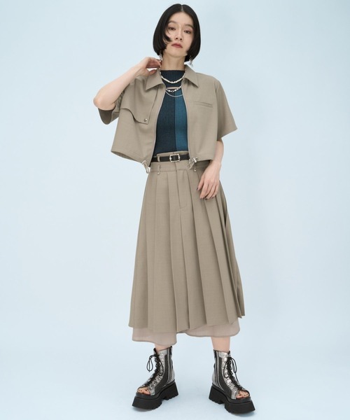 HARE(ハレ)の「ワークショートシャツ(HARE)(シャツ/ブラウス・レディース・ブラック/ベージュ・FREE)」の5枚目の写真