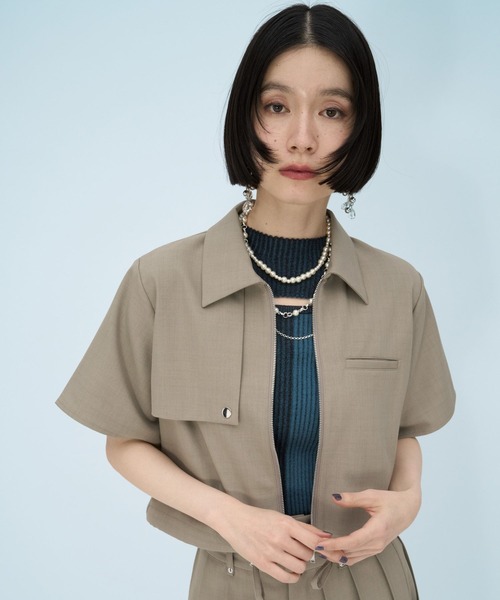 HARE(ハレ)の「ワークショートシャツ(HARE)(シャツ/ブラウス・レディース・ブラック/ベージュ・FREE)」の10枚目の写真