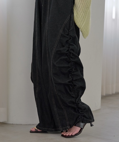 gathered curve denim pants / ギャザーカーブデニムパンツ（デニム
