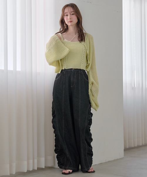 gathered curve denim pants / ギャザーカーブデニムパンツ（デニム