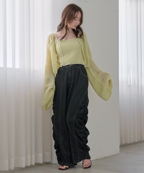 gathered curve denim pants / ギャザーカーブデニムパンツ（デニム