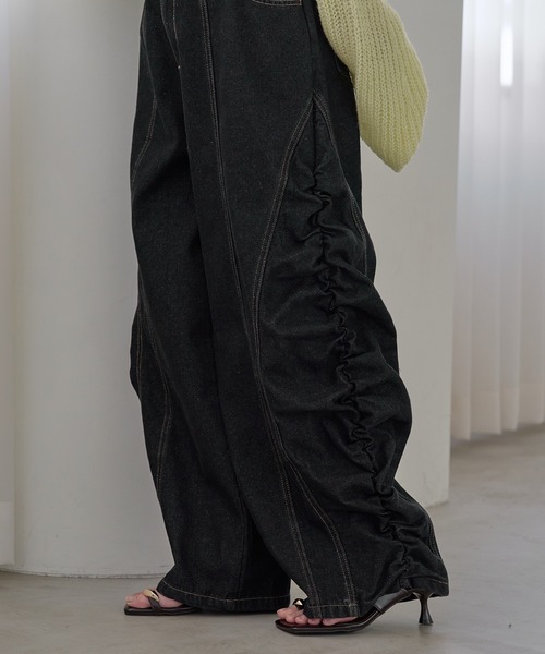 gathered curve denim pants / ギャザーカーブデニムパンツ(デニム gathered curve denim pants / ギャザーカーブデニムパンツ(デニム