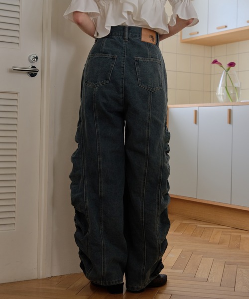 gathered curve denim pants / ギャザーカーブデニムパンツ（デニム