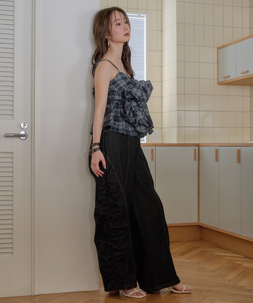 gathered curve denim pants / ギャザーカーブデニムパンツ（デニム