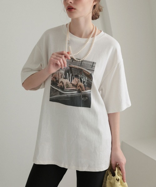 DONOBAN（ドノバン）の「レトロドッグフォトTee（Tシャツ/カットソー・レディース・ブラウン/ホワイト・ONE SIZE）」の3枚目の写真