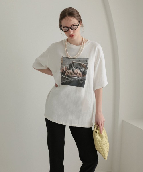 DONOBAN（ドノバン）の「レトロドッグフォトTee（Tシャツ/カットソー・レディース・ブラウン/ホワイト・ONE SIZE）」の4枚目の写真