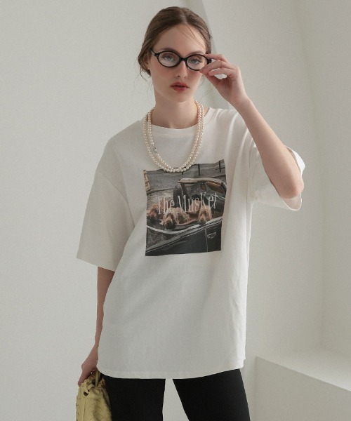 DONOBAN（ドノバン）の「レトロドッグフォトTee（Tシャツ/カットソー・レディース・ブラウン/ホワイト・ONE SIZE）」の5枚目の写真