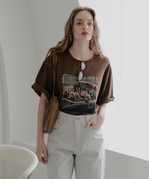 DONOBAN（ドノバン）の「レトロドッグフォトTee（Tシャツ/カットソー・レディース・ブラウン/ホワイト・ONE SIZE）」の12枚目の写真