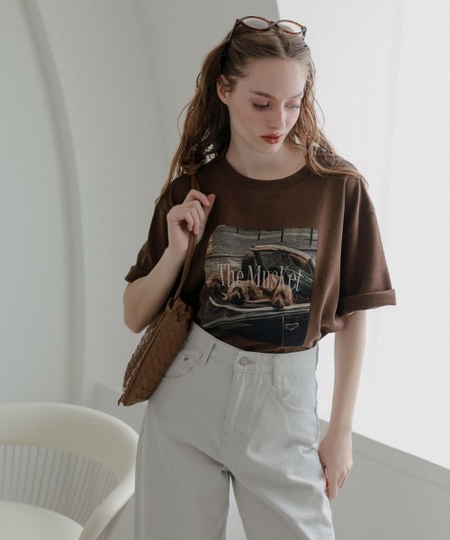 DONOBAN（ドノバン）の「レトロドッグフォトTee（Tシャツ/カットソー・レディース・ブラウン/ホワイト・ONE SIZE）」の18枚目の写真