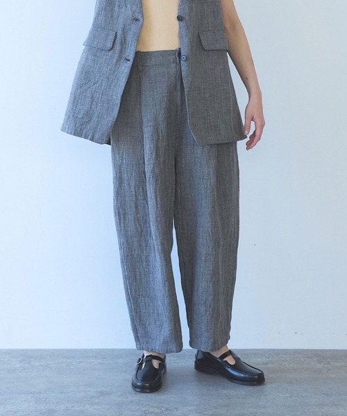 yuni(ユニ )の「△Hemp/C herringbone back gum pants(その他パンツ・レディース・ブラック/ベージュ・S/M)」の1枚目の写真