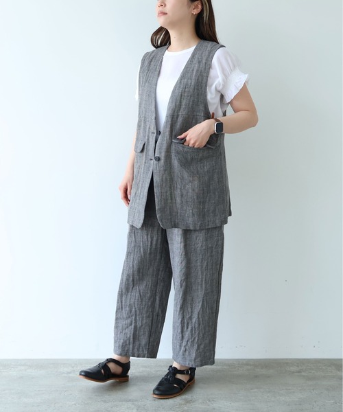 yuni(ユニ )の「△Hemp/C herringbone back gum pants(その他パンツ・レディース・ブラック/ベージュ・S/M)」の9枚目の写真