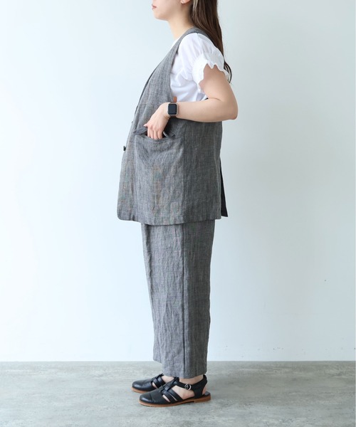 yuni(ユニ )の「△Hemp/C herringbone back gum pants(その他パンツ・レディース・ブラック/ベージュ・S/M)」の10枚目の写真