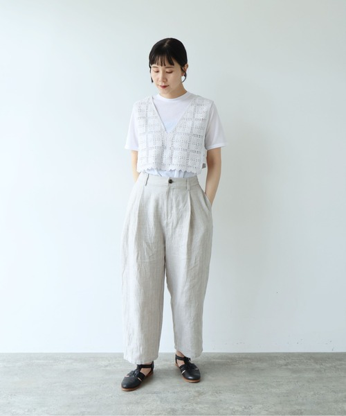 yuni(ユニ )の「△Hemp/C herringbone back gum pants(その他パンツ・レディース・ブラック/ベージュ・S/M)」の3枚目の写真