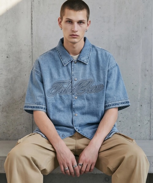 FUBU( フブ)の「【FUBU/フブ】DENIM WARM UP SHIRTS/デニムウォームアップシャツ(シャツ/ブラウス・メンズ・ライトブルー/ブラック・XL/M/L)」の10枚目の写真