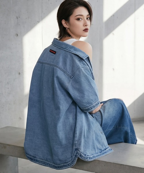 FUBU( フブ)の「【FUBU/フブ】DENIM WARM UP SHIRTS/デニムウォームアップシャツ(シャツ/ブラウス・メンズ・ライトブルー/ブラック・XL/M/L)」の12枚目の写真