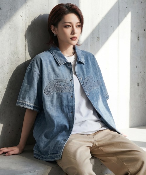 FUBU( フブ)の「【FUBU/フブ】DENIM WARM UP SHIRTS/デニムウォームアップシャツ(シャツ/ブラウス・メンズ・ライトブルー/ブラック・XL/M/L)」の13枚目の写真