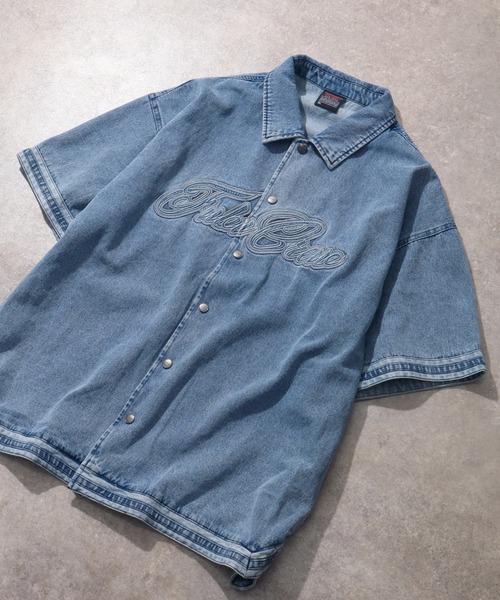 FUBU( フブ)の「【FUBU/フブ】DENIM WARM UP SHIRTS/デニムウォームアップシャツ(シャツ/ブラウス・メンズ・ライトブルー/ブラック・XL/M/L)」の18枚目の写真
