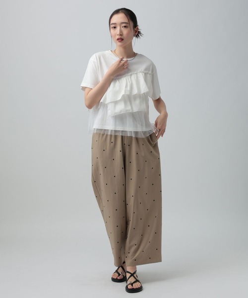 LEPSIM（レプシィム）の「異素材フリルドッキングT2　667510（Tシャツ/カットソー・レディース・カーキブラウン/ブラック/オフホワイト/ブルーグレー・FREE）」の22枚目の写真