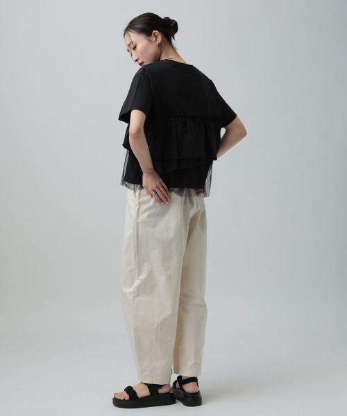 LEPSIM（レプシィム）の「異素材フリルドッキングT2　667510（Tシャツ/カットソー・レディース・カーキブラウン/ブラック/オフホワイト/ブルーグレー・FREE）」の15枚目の写真