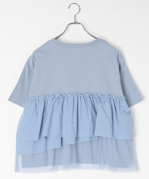 LEPSIM（レプシィム）の「異素材フリルドッキングT2　667510（Tシャツ/カットソー・レディース・カーキブラウン/ブラック/オフホワイト/ブルーグレー・FREE）」の7枚目の写真