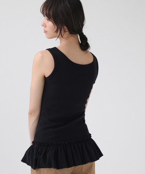 BABYLONE（バビロン）の「ペプラムフリルタンク（タンクトップ・レディース・ホワイト/ブラック・フリー）」の2枚目の写真