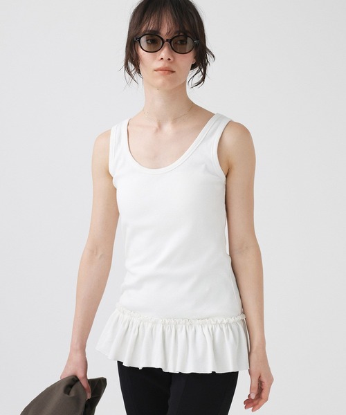BABYLONE（バビロン）の「ペプラムフリルタンク（タンクトップ・レディース・ホワイト/ブラック・フリー）」の3枚目の写真