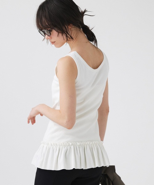 BABYLONE（バビロン）の「ペプラムフリルタンク（タンクトップ・レディース・ホワイト/ブラック・フリー）」の4枚目の写真