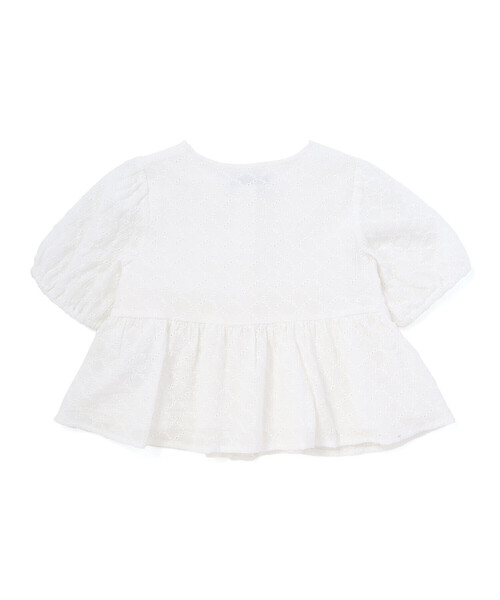 BeBe(ベベ)の「フロント3連リボンペプラムブラウス(100~150cm)(シャツ/ブラウス・キッズ・ブルー/ホワイト・120cm/150cm/130cm/140cm/110cm)」の6枚目の写真