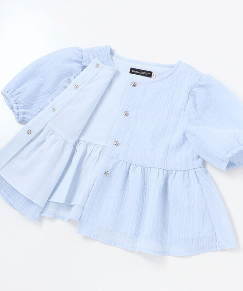 BeBe(ベベ)の「フロント3連リボンペプラムブラウス(100~150cm)(シャツ/ブラウス・キッズ・ブルー/ホワイト・120cm/150cm/130cm/140cm/110cm)」の13枚目の写真