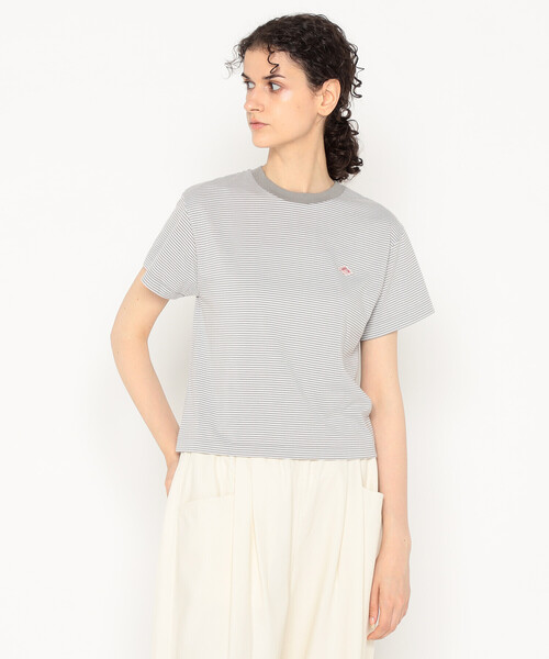 DANTON（ダントン）の「Women's Short Sleeve Cropped T-shirt Stripe（Tシャツ/カットソー・レディース・グレー系その他/イエロー系その他/レッド系その他/ブルー系その他/ブルー系その他5・S/M）」の2枚目の写真