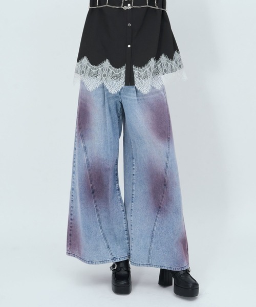 HARE(ハレ)の「【S/M 2サイズ展開】クロスダブルアソートカコウデニムパンツ(HARE)(デニムパンツ・レディース・ライトブルー/ブラック/ピンク/ベージュ/パープル・MEDIUM/SMALL)」の5枚目の写真