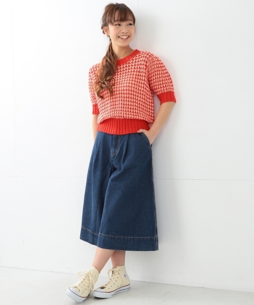 Ray BEAMS(レイビームス)の「Ray BEAMS / 2トーン 柄編 クルーニット(ニット/セーター・レディース・レッド/ネイビー・ONE SIZE)」の5枚目の写真