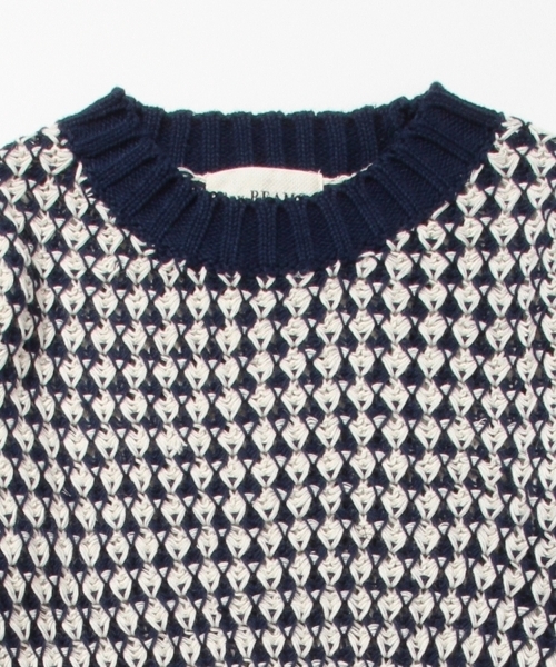 Ray BEAMS(レイビームス)の「Ray BEAMS / 2トーン 柄編 クルーニット(ニット/セーター・レディース・レッド/ネイビー・ONE SIZE)」の10枚目の写真