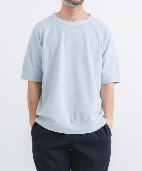 quadro(クオドロ)の「ラフステア天竺半袖ラグランクルー(Tシャツ/カットソー・メンズ・ブルー/チャコール/サンドベージュ・MEDIUM/LARGE)」の12枚目の写真