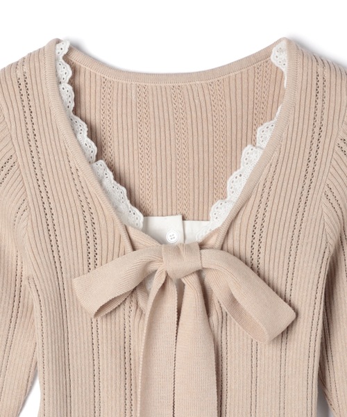 M DOLLY(エムドリー)の「Ribbon lace flora layered knit tops/リボンレースフローラ レイヤードニットトップス(ニット/セーター・レディース・ベージュ・S/M)」の11枚目の写真