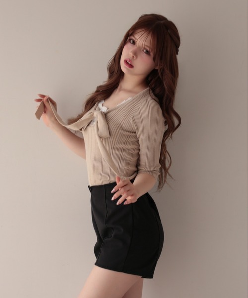M DOLLY(エムドリー)の「Ribbon lace flora layered knit tops/リボンレースフローラ レイヤードニットトップス(ニット/セーター・レディース・ベージュ・S/M)」の5枚目の写真