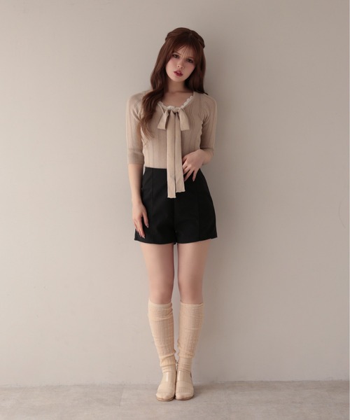 M DOLLY(エムドリー)の「Ribbon lace flora layered knit tops/リボンレースフローラ レイヤードニットトップス(ニット/セーター・レディース・ベージュ・S/M)」の8枚目の写真
