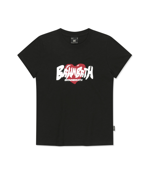 BROWNBREATH(ブラウンブレス)の「W HEART LOGO TEE - BLACK(Tシャツ/カットソー・レディース・その他・SMALL/MEDIUM)」の1枚目の写真