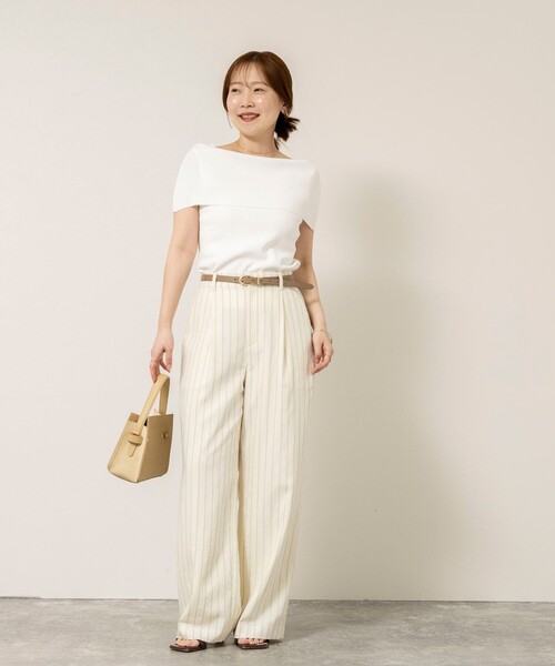 NOLLEY’S Sophi（ノーリーズソフィ）の「《手洗い可能》マルチファンクションマチ付きオフショルプルオーバー（ニット/セーター・レディース・ホワイト/レッド/ダークブラウン・38）」の18枚目の写真