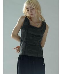 LAYERED-LIKE CAMOUFLAGE RIB TANKTOP