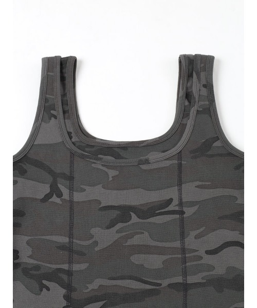 :ETHROF(イーサオブ)の「LAYERED-LIKE CAMOUFLAGE RIB TANKTOP(キャミソール・レディース・グレー・MEDIUM)」の3枚目の写真