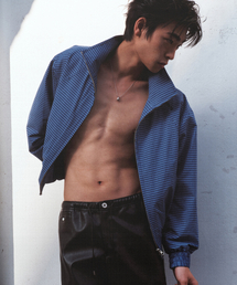 DRUNKTXT（ドランクテキスト）の「[Unisex]Pleather Patch Blouson Jacket Blue（MA-1）」