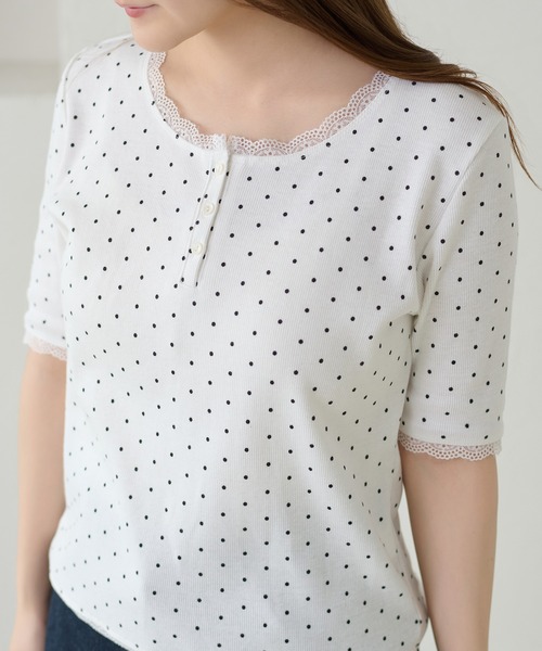 apres jour clair(アプレジュールクレア)の「【apres jour clair】アソートヘンリーネックトップス(Tシャツ/カットソー・レディース・ネイビー/アイボリー/杢グレー/ホワイト系その他2・フリー/X-LARGE)」の2枚目の写真