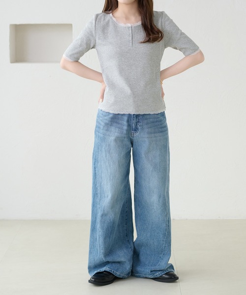 apres jour clair(アプレジュールクレア)の「【apres jour clair】アソートヘンリーネックトップス(Tシャツ/カットソー・レディース・ネイビー/アイボリー/杢グレー/ホワイト系その他2・フリー/X-LARGE)」の19枚目の写真